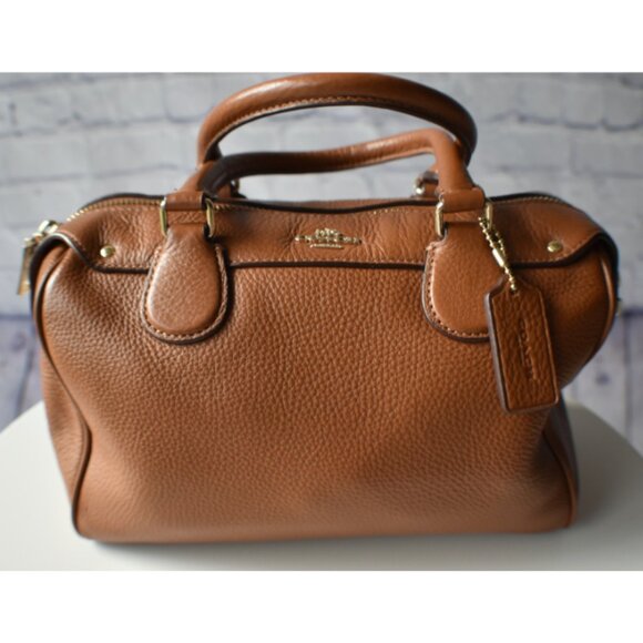 Preowned Coach Mini Bennett Satchel โ Saddle Brown Crossgrain Leather Purse - Picture 4 of 16